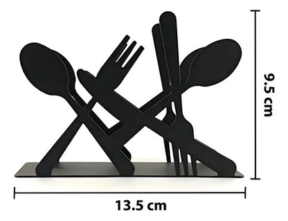Servilletero Metalico De Mesa Negro Diseño Cubiertos Negro