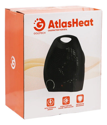 Calefactor Portátil Caloventilador Eléctrico Termostato Negro