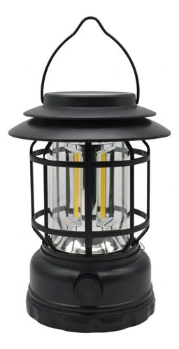 Farol Led Solar Recargable Panel Usb Tipo C Panel Colgante Negro