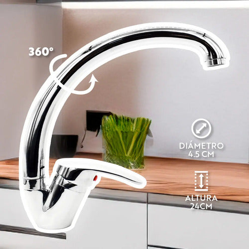 Monocomando Mesada Canilla Grifo Cocina Metal + Colillas
