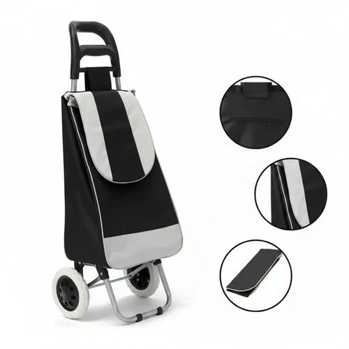 Carro Compras Bolso Impermeable Con 2 Ruedas 95x34x27 Cm Negro