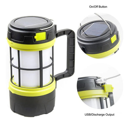 Farol Linterna Recargable Foco Solar Camping Con Cable Usb Negro