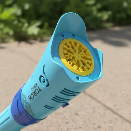 Pistola Lanzador Burbujas Led Depósito Pilas Aa Infantil Celeste