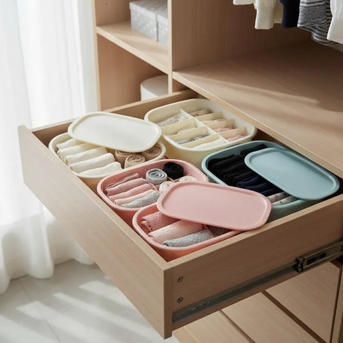 Caja Organizador Plástico Ropa Interior Compartimientos 32cm Aleatorio
