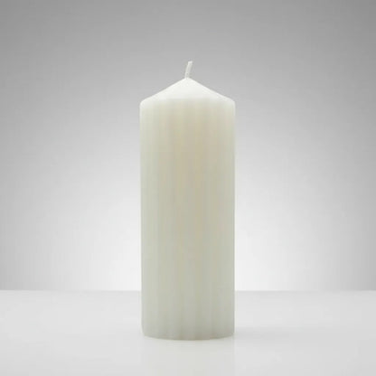 Vela Cera Acanalada Decorativa 20x7cm Cilindrica Fragancia Blanco