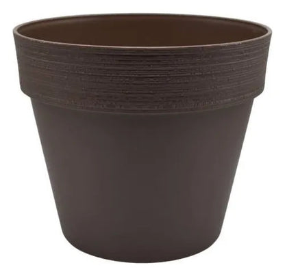 Maceta Plastica Redonda Decorativa 35x30cm Jardin Exterior Marrón