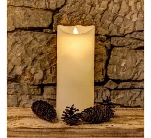 Vela Eléctrica Led Luz Cálida Decorativa Efecto Llama 15cm Beige