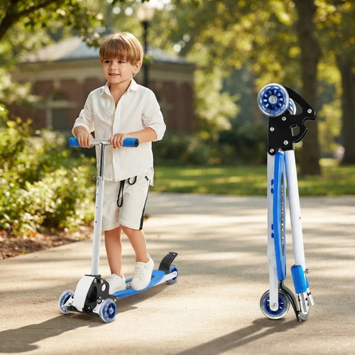 Monopatín Scooter Plegable 3 Ruedas Altura Regulable Azul