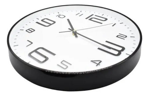 Reloj Pared Analogico Redondo 34.5cm Pila Aa Clásico Moderno Negro