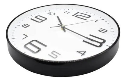 Reloj Pared Analogico Redondo 34.5cm Pila Aa Clásico Moderno Negro