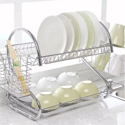 Escurridor Secaplatos Cocina Metal 2 Pisos/niveles Cocina Plateado