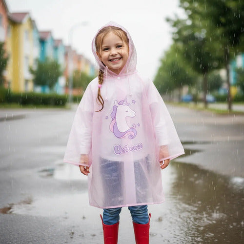 Pilot Lluvia Infantil Capucha Unicornio Impermeable Capucha Rosa U Unicornio