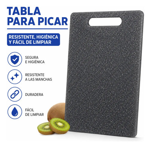 Tabla Picar Plástico Reforzado Granito 36.5x23cm Cocina Granito Negro