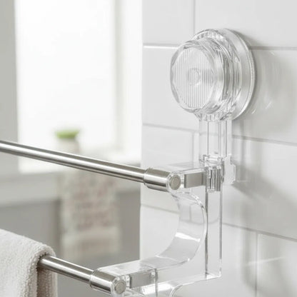 Porta Toalla Toallero Baño Ventosas 58x21cm Doble Barra Baño Plateado
