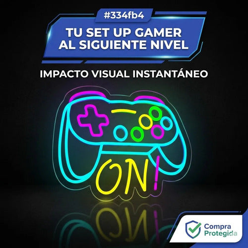 Letrero Cartel Neon Joystick On Gamer Pared Habitacion Usb Multicolor