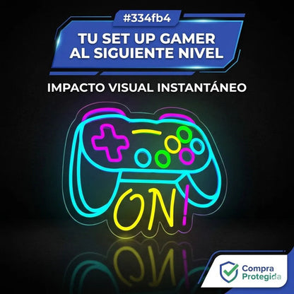 Letrero Cartel Neon Joystick On Gamer Pared Habitacion Usb Multicolor
