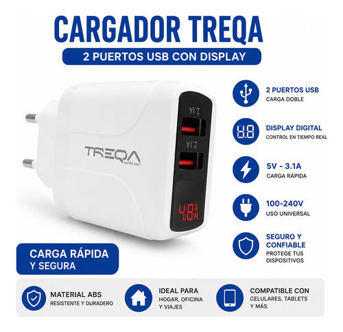 Cargador Pared 2 Usb Display Digital 3.1a Celular Tablet Aleatorio - 2 Colores