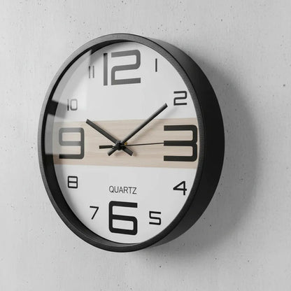 Reloj Pared Redondo Analogico 30cm Quartz Oficina Hogar Negro Blanco