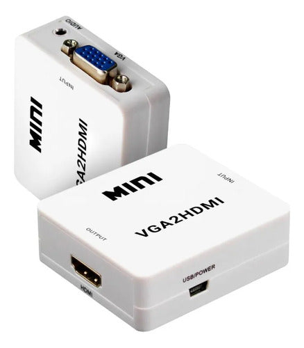 Adaptador Conversor Vga A Hdmi Audio Usb Fhd 1080p Monitor