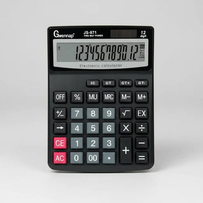 Calculadora Grande Escritorio Oficina 12 Digitos Solar Pilas Negro