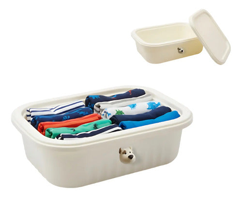 Caja Organizadora En Plastico Con Tapa Multiuso Crema Infantil