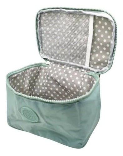 Bolso Maquillaje Neceser Organizador 2 Cierres Y Separarador Verde