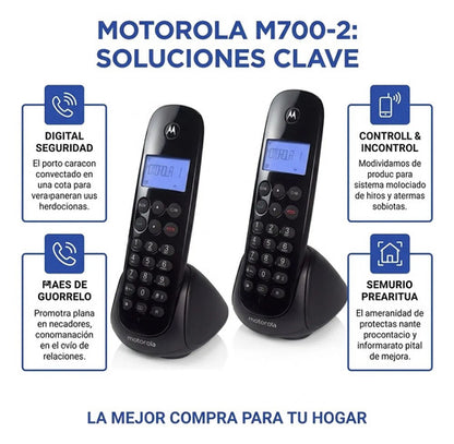 Telefono Inalambrico Digital Base Doble Identificador Numero Negro