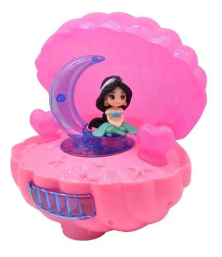 Caja Musical Infantil Veladora Luces Proyectoras Muñeca Giro Rosa