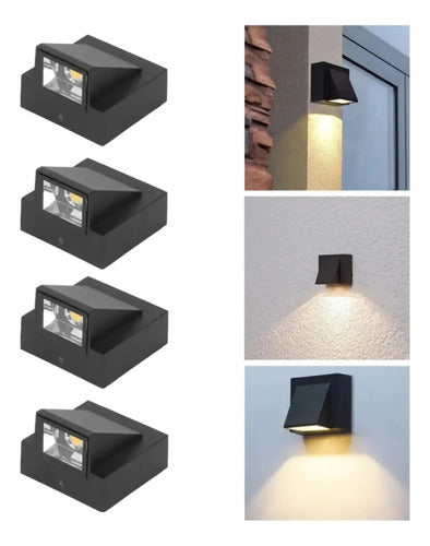 Set X4 Foco Pared Aplique Exterior Lampara Jardin Luminaria