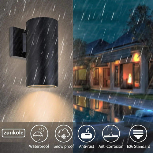 Aplique Pared Exterior Luminaria Lampara Unidireccional Foco Negro
