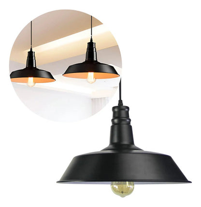 Lampara Techo Metalica Colgante Negra Estilo Vintage Retro Negro