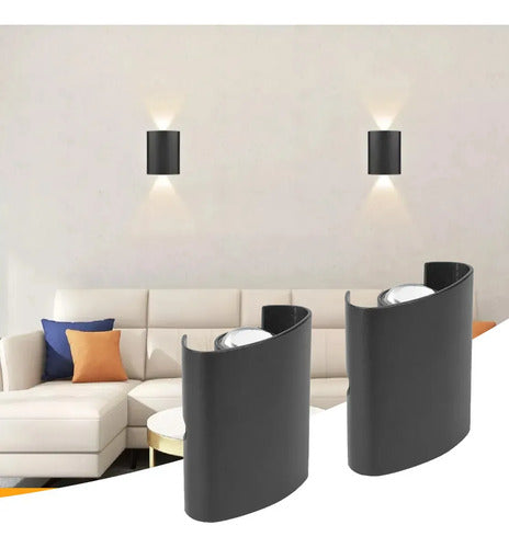 Aplique Exterior Bidireccional Luminaria Foco Lampara Pared Negro