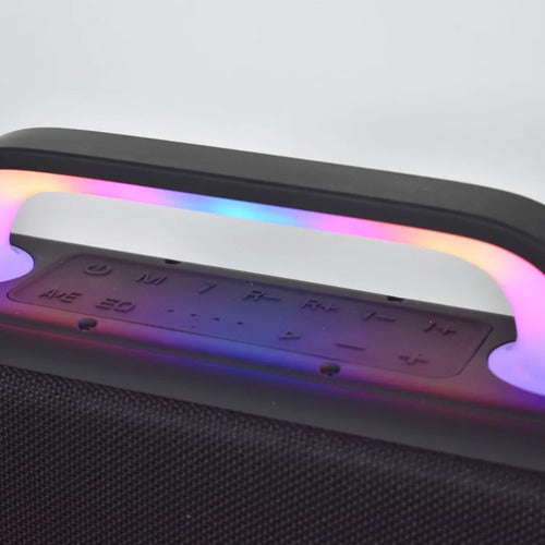 Parlante Bluetooth Equipo Karaoke Microfono Luces Rgb 300w Negro