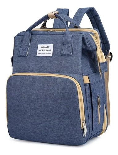 Mochila Pañalera Cuna Impermeable Multifunción Bebé Viaje Color Azul