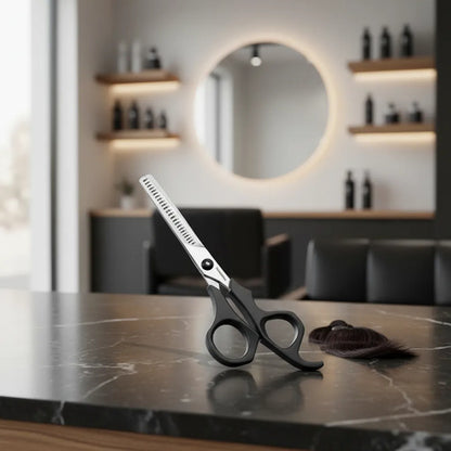 Tijera Cabello Peluquería Microdentada 6 Pulgadas Plástico Negro