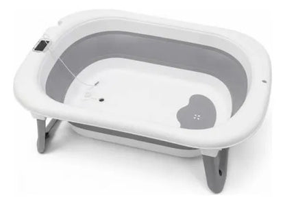 Bañera Infantil Plegable Termómetro Digital Plástico 75x47cm Gris