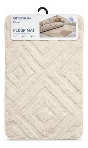 Alfombra Baño Absorbente Antideslizante Poliéster 50x80cm Crema