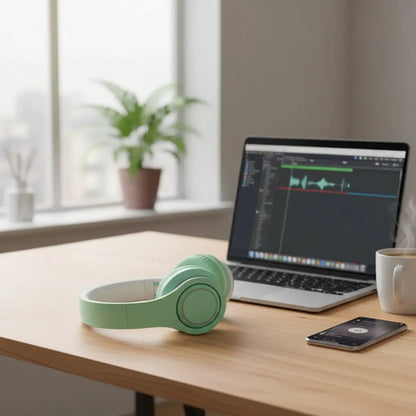 Auricular Bluetooth Usb Tf Plegable Vincha Ajustable 3.5 Hd Verde