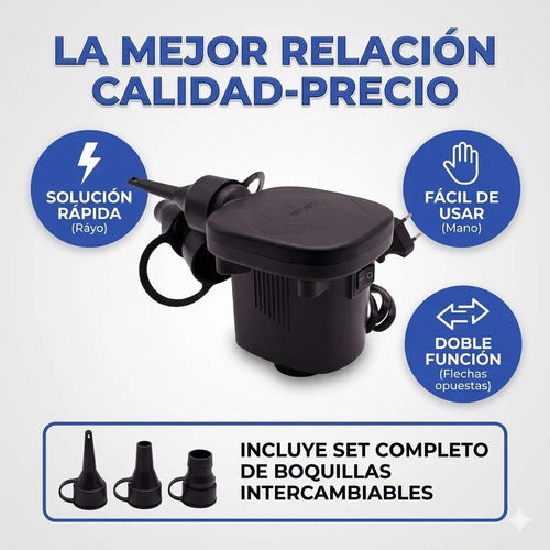 Inflador Electrico Piletas Colchones Camping Tres Picos 55 W