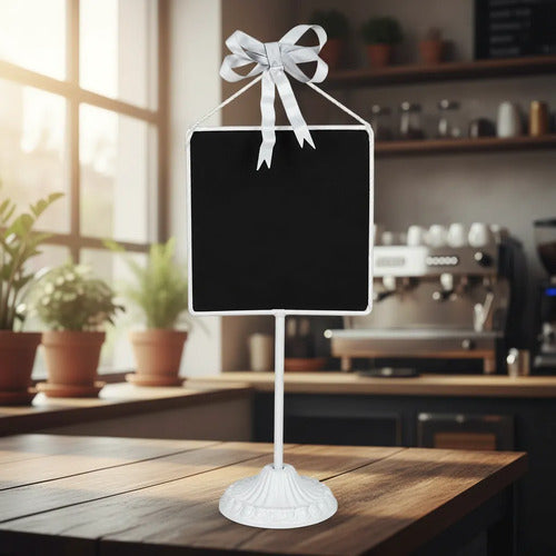 Adorno Pizarra Decorativa Base Metal Sobremesa 35cm Plateado