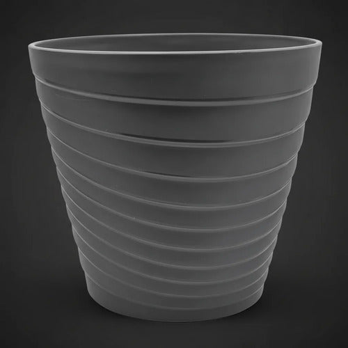 Maceta Plastica Decorativa Relieve Interior Exterior Jardin Gris