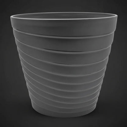Maceta Plastica Decorativa Relieve Interior Exterior Jardin Gris