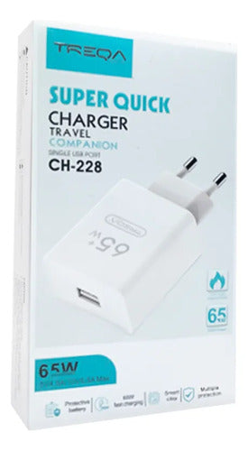 Cargador Carga Rapida Usb 65w Celular Tablet Pared Rapido Blanco