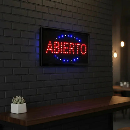 Cartel Led Luminoso Abierto Cartel Abierto Electrico 48x25 Azul Y Rojo