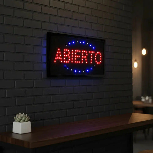 Cartel Led Luminoso Abierto 220v Azul Y Rojo 48x25 Veoquiero Azul Y Rojo Veoquiero