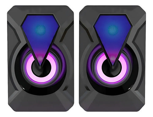 Parlante Para Pc Con Luz Rgb Gamer Portatil Negro