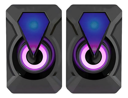 Parlante Para Pc Con Luz Rgb Gamer Portatil Negro
