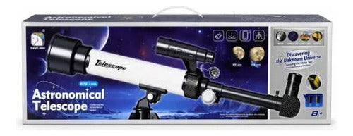 Telescopio Astronómico 30x 60x Trípode Soporte Celular Blanco Con Negro