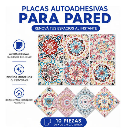 Placas Paneles Azulejos Adhesivos Decorativos Pared Pack X10 Aleatorio