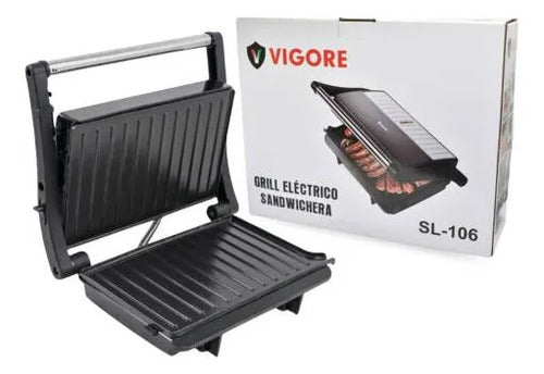 Grill Parrilla Electrica Sandwichera 180 Grado Antiadherente Negro